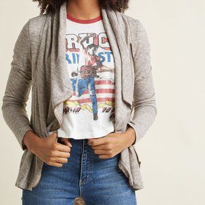 Airport Greeting Moto Cardigan in Oatmeal